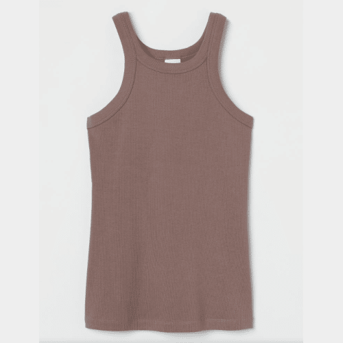 Ribbed Tank in brown