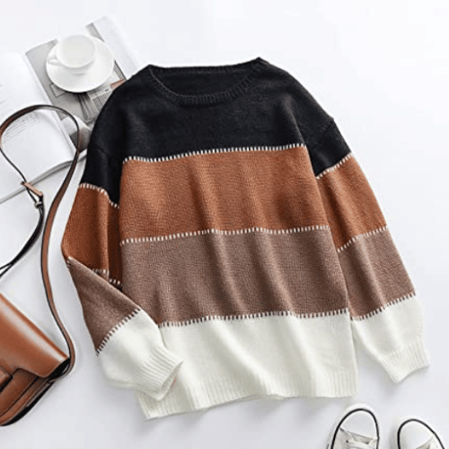 angashion Sweater multi-color in brown