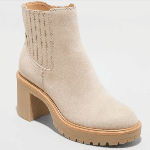 platform boots in tan color