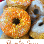 Pumpkin Spice Mini Doughnuts in white bowl