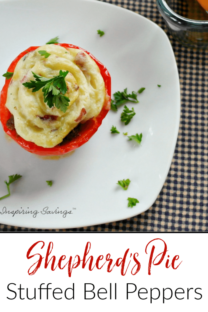 Shepherd Pies Stuffed Bell Peppers on white plate