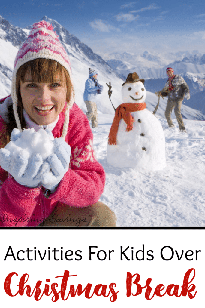 Activites for kids over christmas break - Family building snowman together