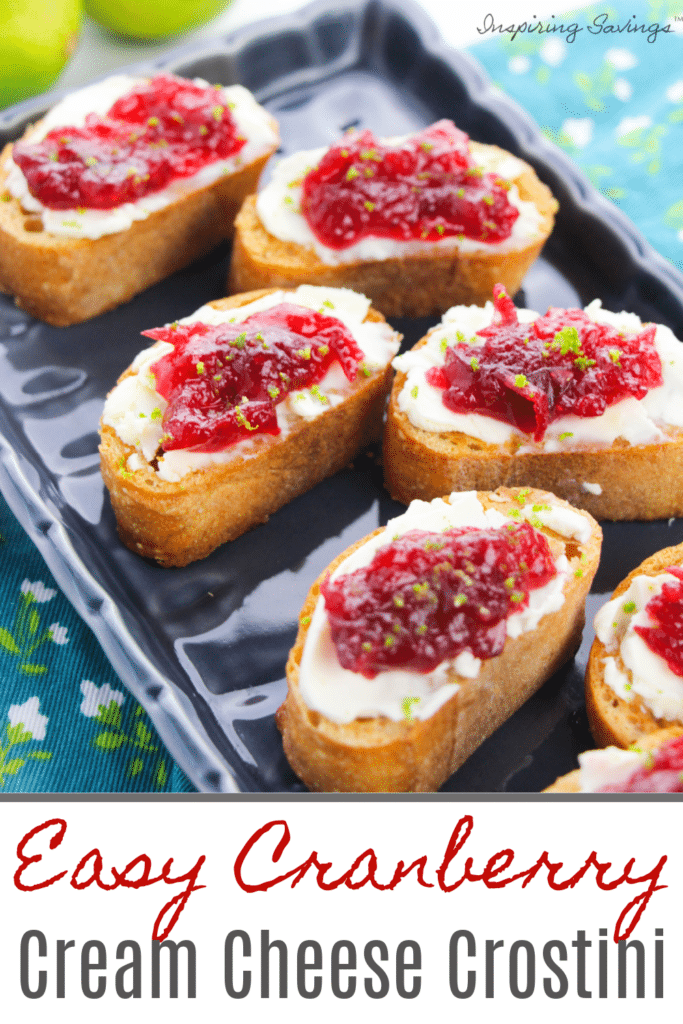 Easy Crostini Appetizer Made with Cream Cheese and Cranberry