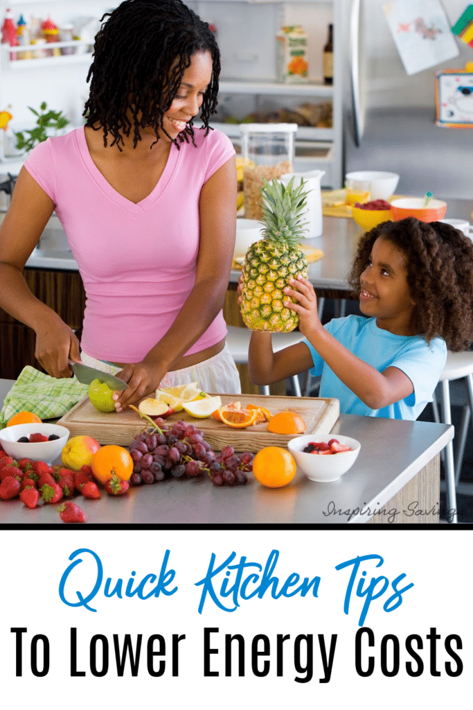 Quick Kitchen Tips to help with Energy Costs- mom and daughter cooking in the kitchen