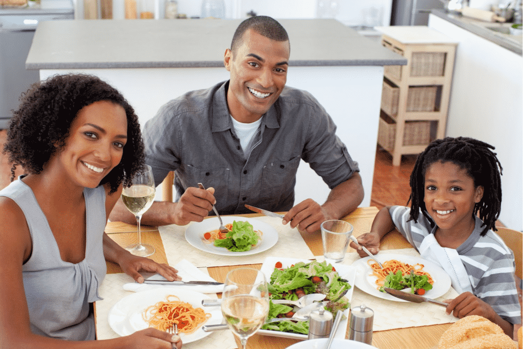 Family eating a healthy dinner