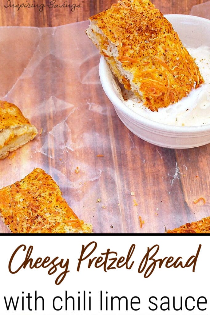 Cheesy Pretzel Bread with lime sauce