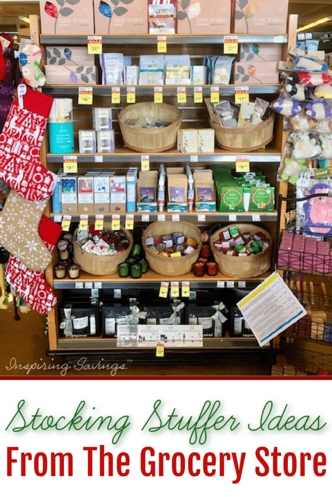 Stocking Stuffer Ideas from the grocery store. Items on end cap at store