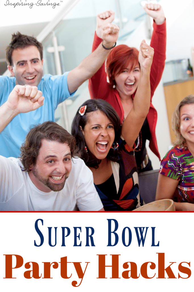 Super bowl Party Hacks - Pictured people sitting on couch cheer their team on