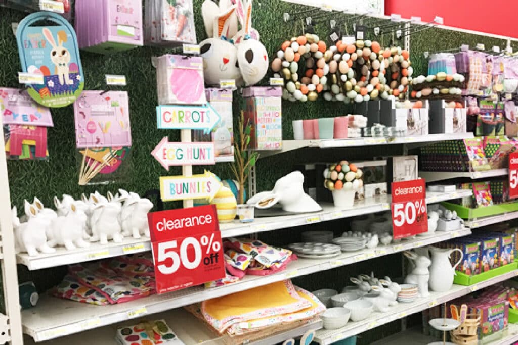 Target Clearance 50% off signs for Easter Items