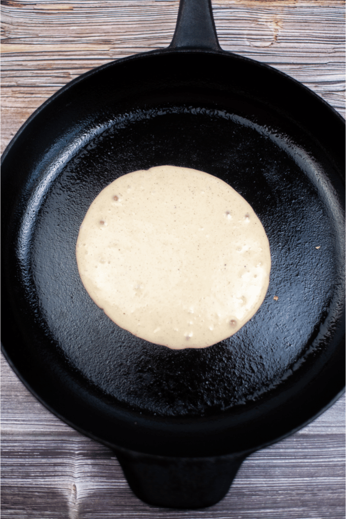 making pancake iron skillet