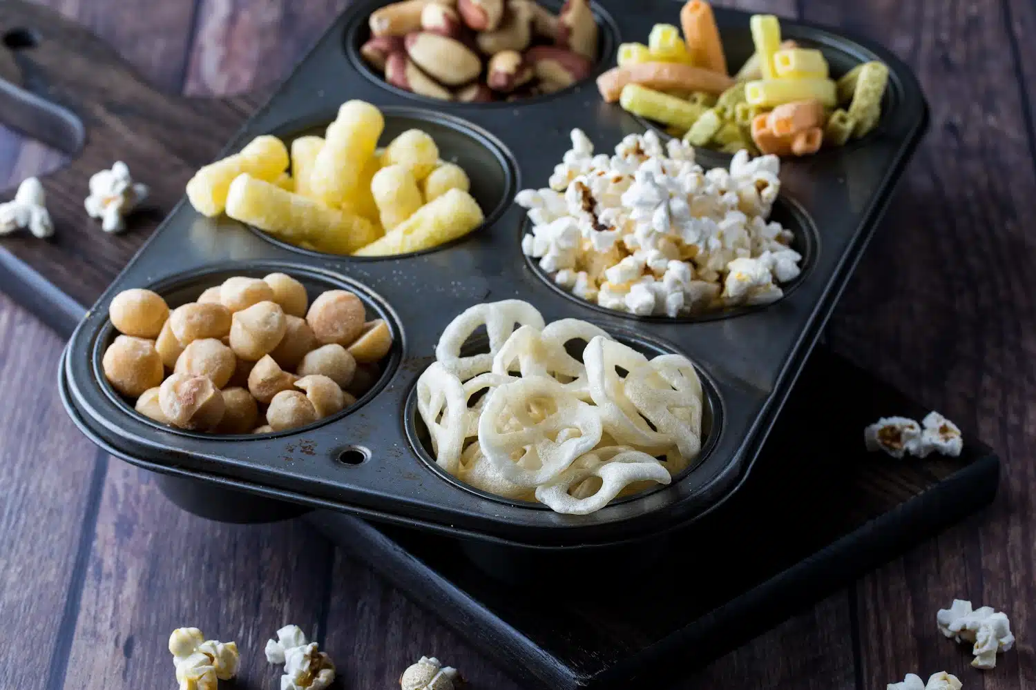 muffin tin holding snacks