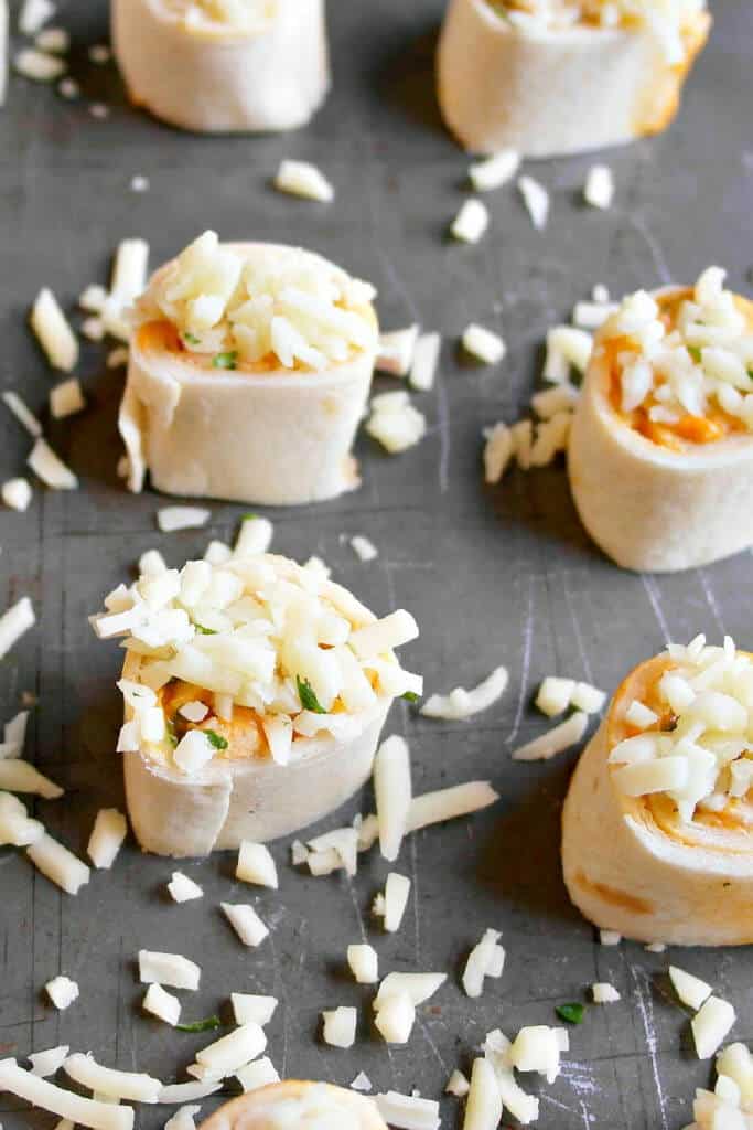 pinwheels with shredded cheese