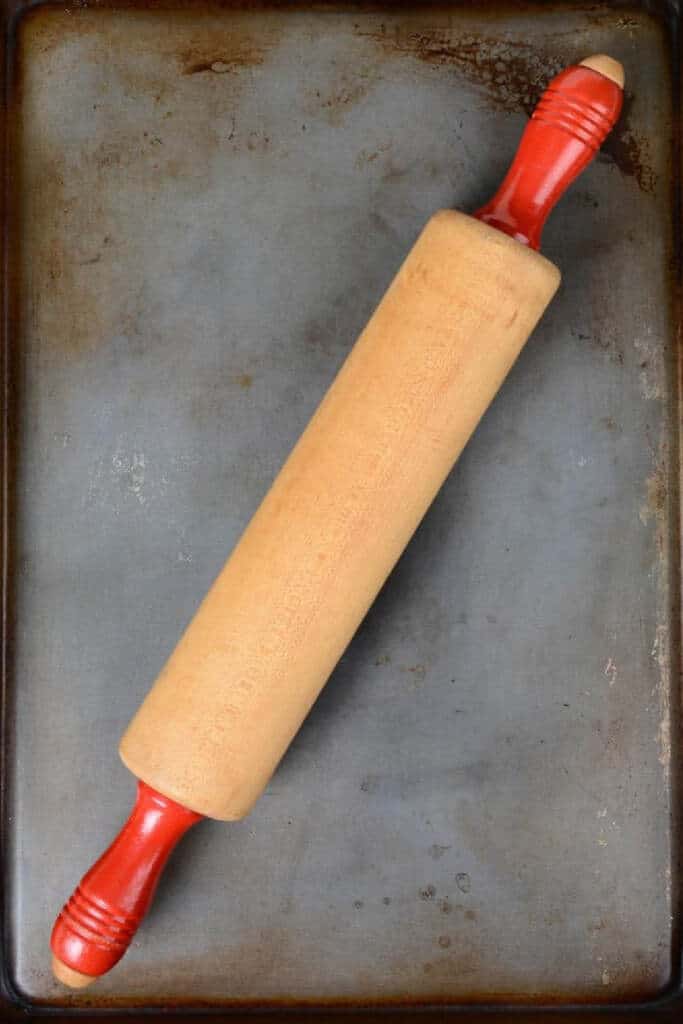 rolling pin  on backing sheet