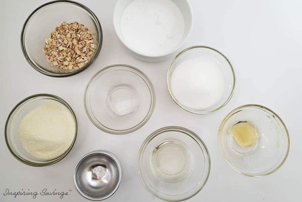 Ingredients for Oatmeal Bath Bombs