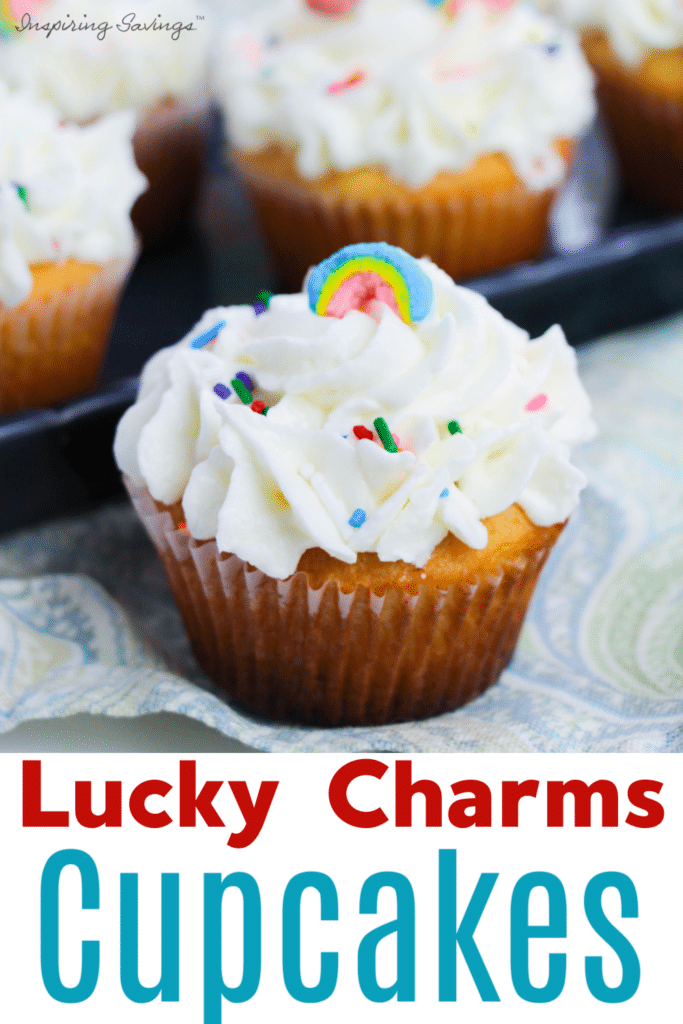 Lucky Charms Cupcakes made with cereal milk