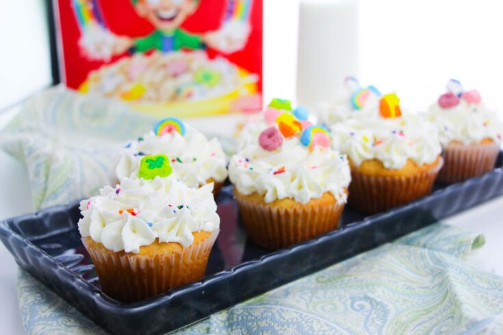 Lucky Charms Cupcakes on plater