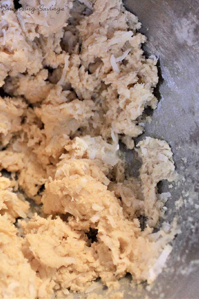Mixed cookie dough in stand mixer