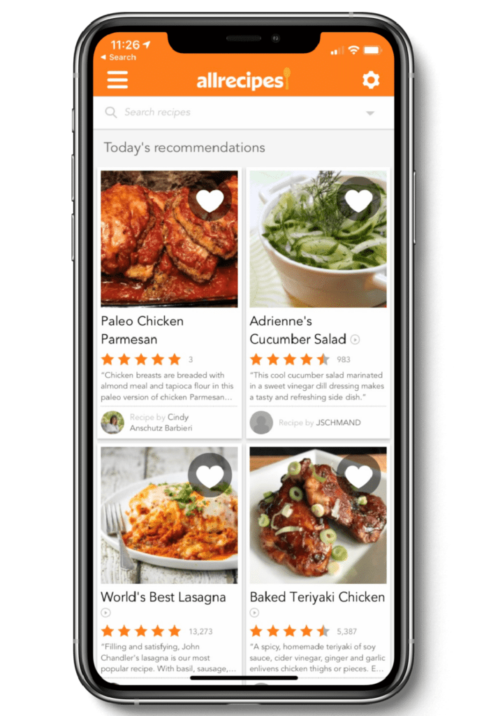 All recipes Meal planning app