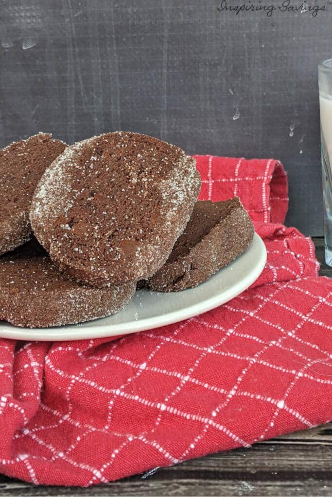 Chocolate Sable Cookies on White plate