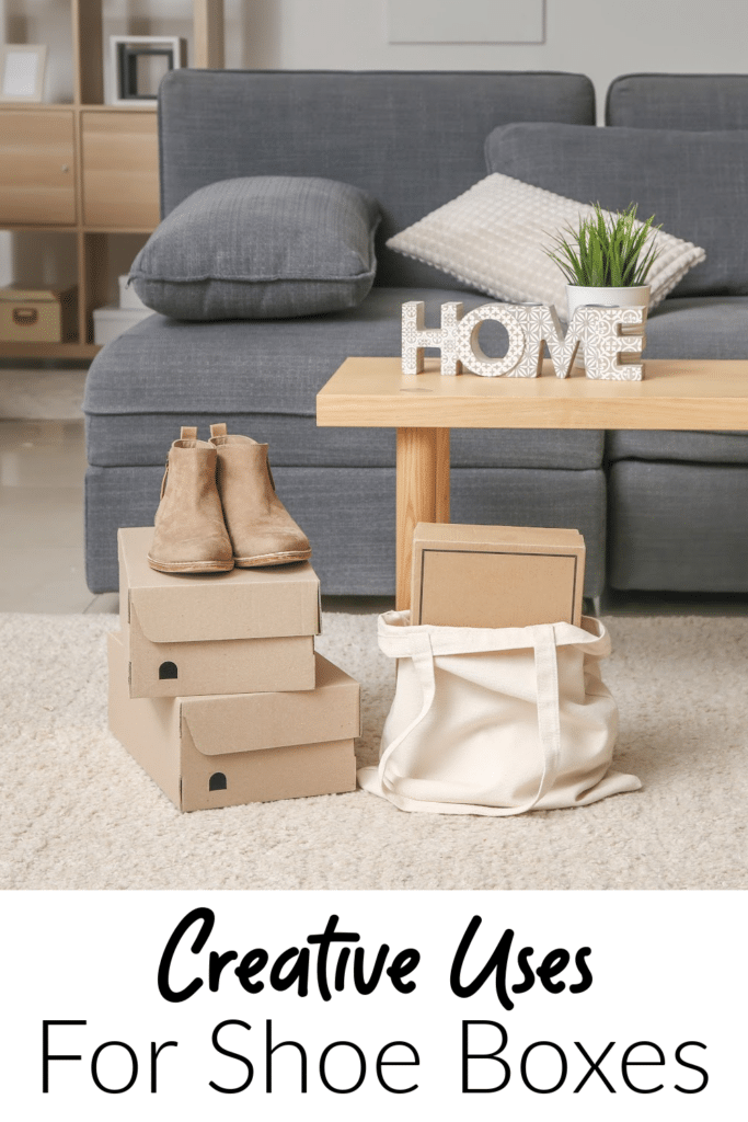 Creative uses for shoe boxes - pictured shoe boxes in living room