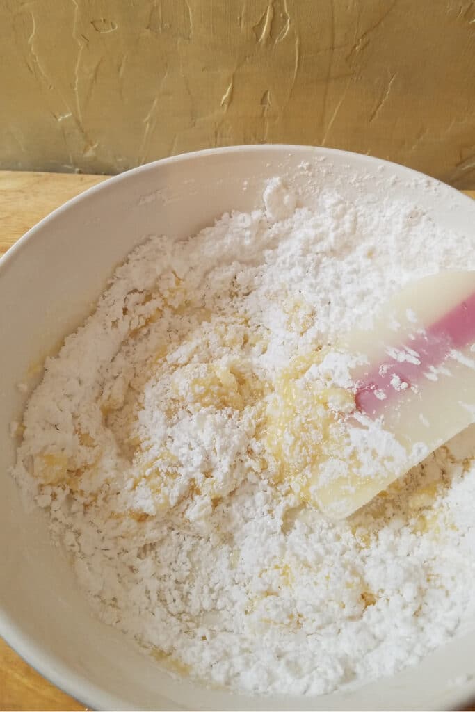 Forming Edible Playdough dough in bowl