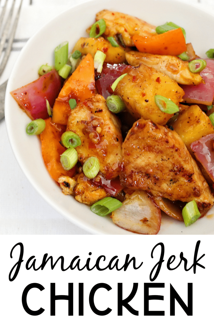 Jamaican Jerk Chicken Recipe in white bowl