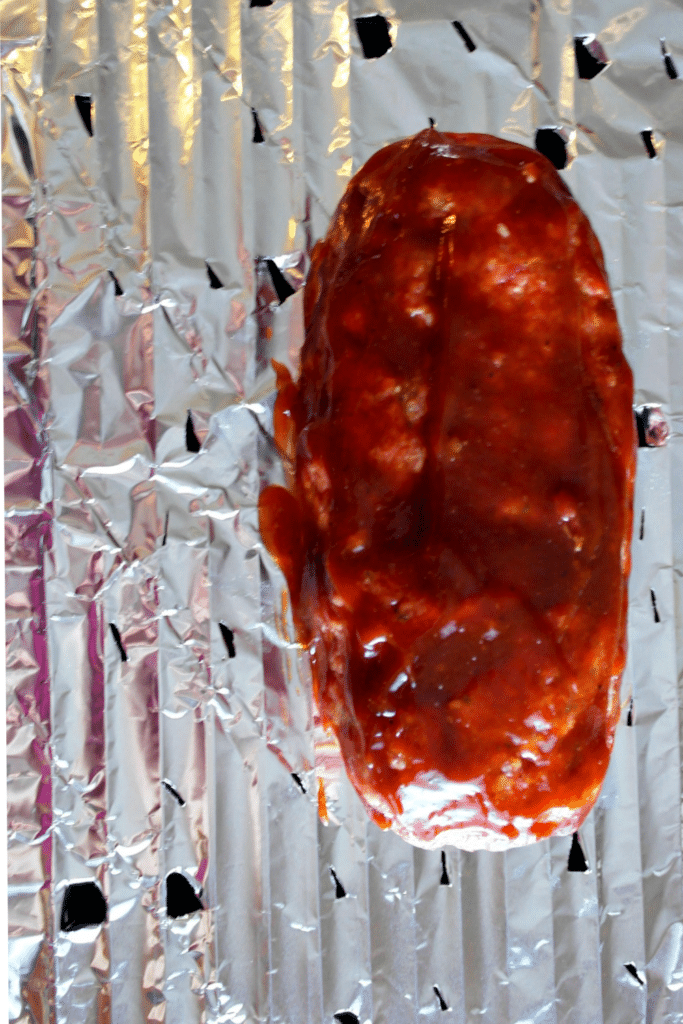 Meatloaf on Foil on tray