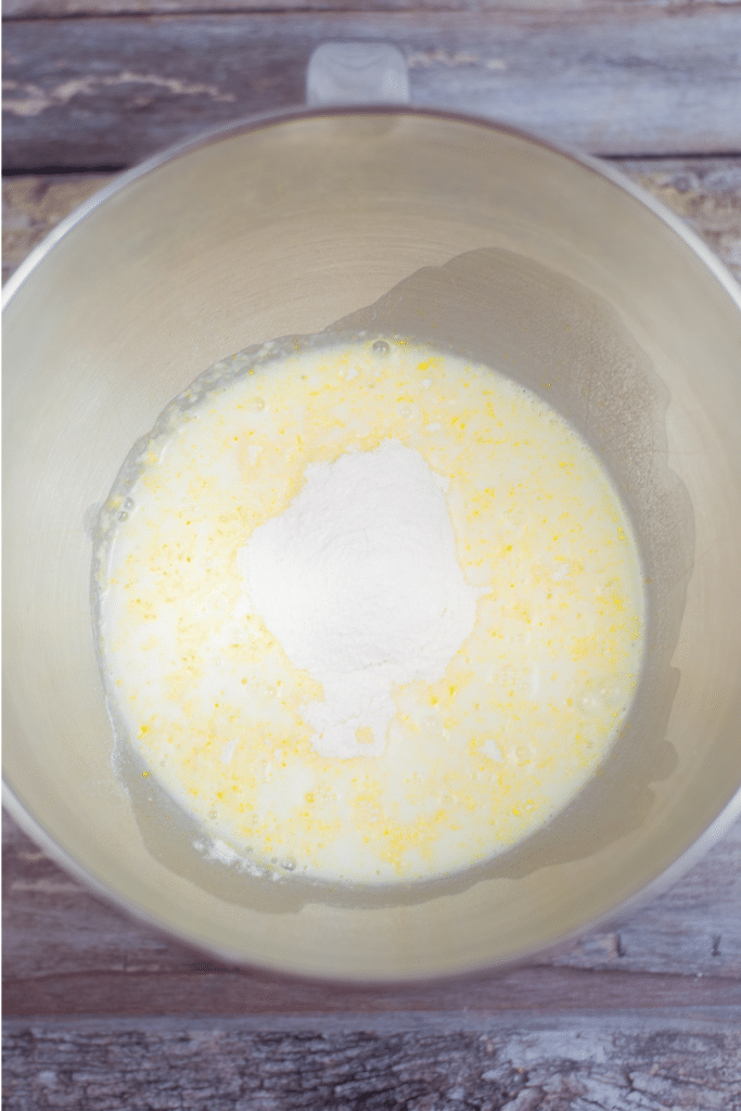 Large Mixing bowl with pudding in mixing bowl