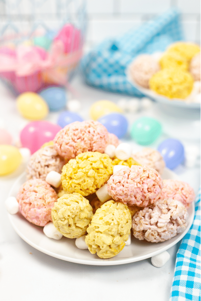 Colorful egg shaped rice krispies treats