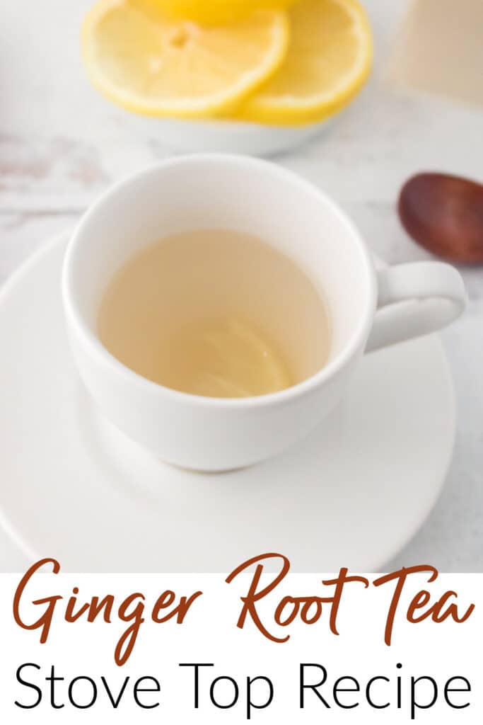 Ginger root tea stove top recipe - pictured small cup on ginger root tea