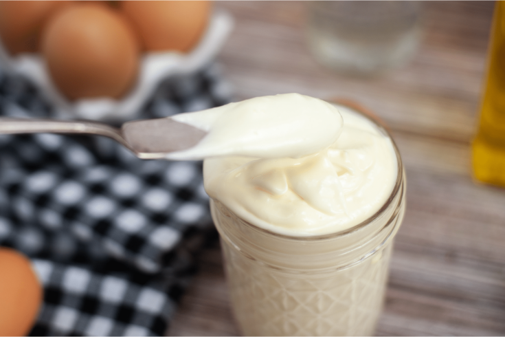 Homemade mayo in glass jar