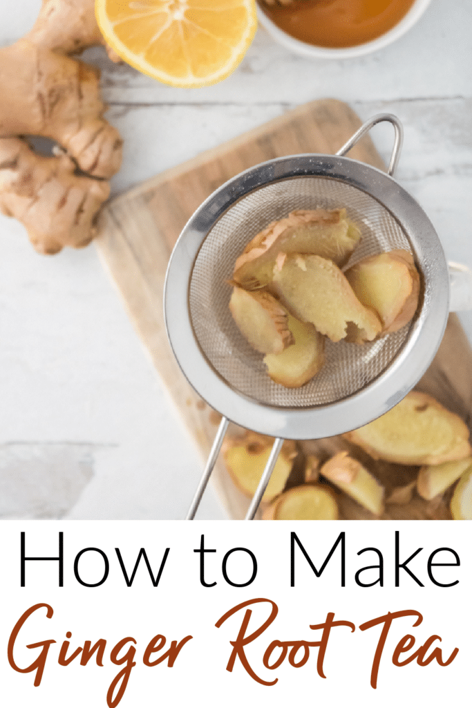 How to make Ginger root tea  - Pictured Ginger in strainer ready for tea