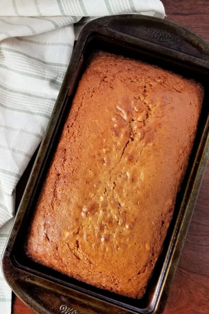 Peanut butter bread in bread pan