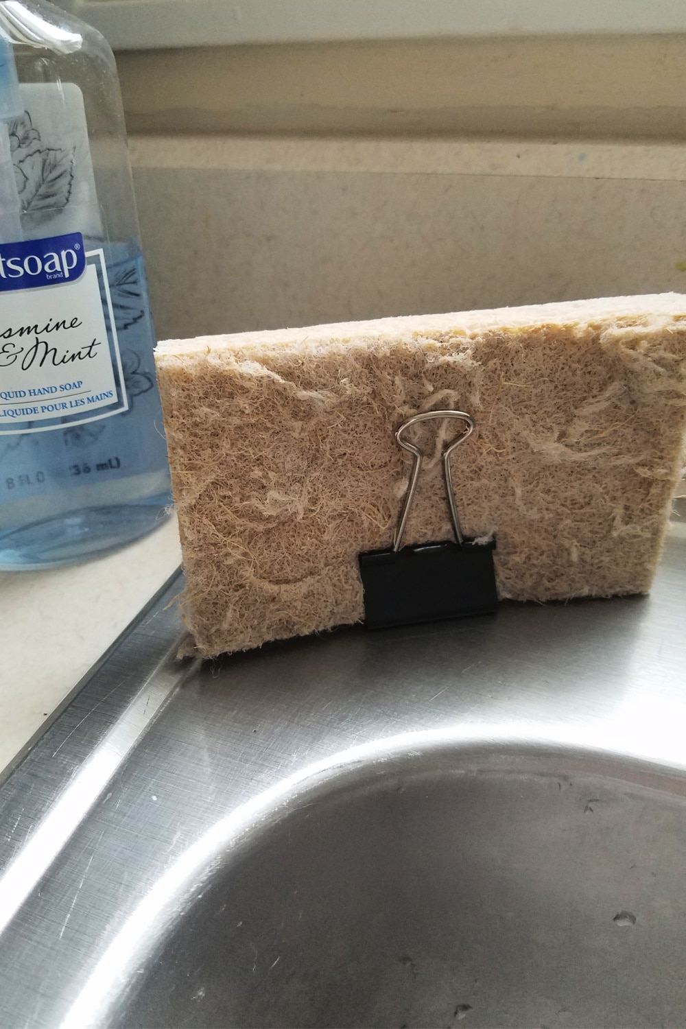 sponge holder using a binder clip