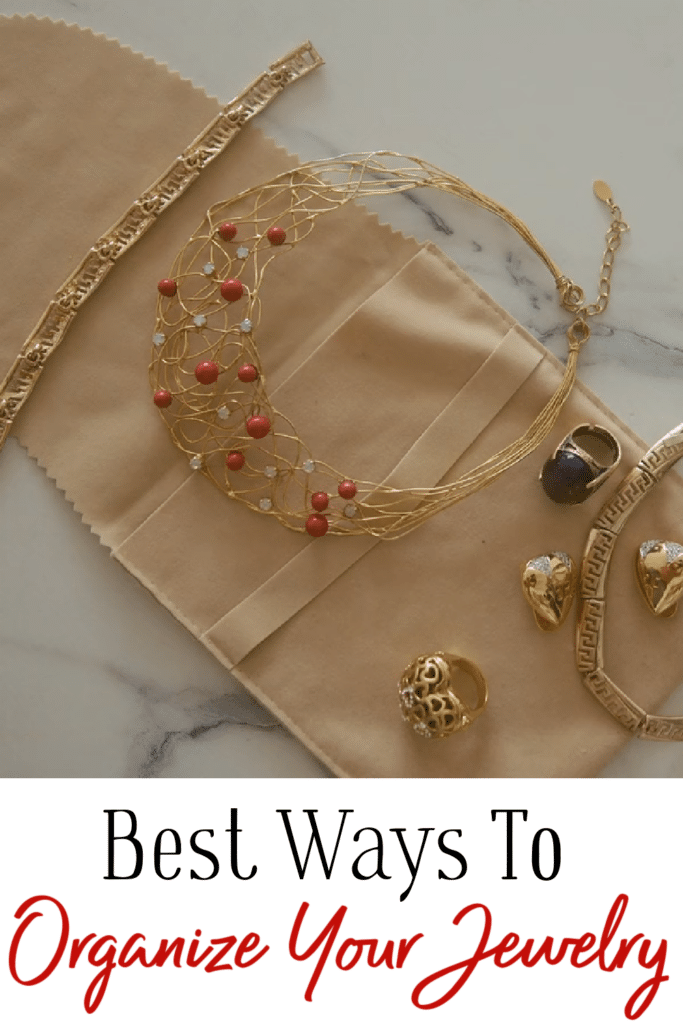 Best Ways to Organize your Jewelry - pictured gold jewelry - bracelets, necklaces and rings