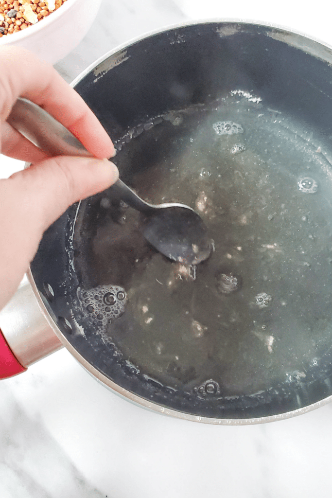 Boiling water and adding in gelatin