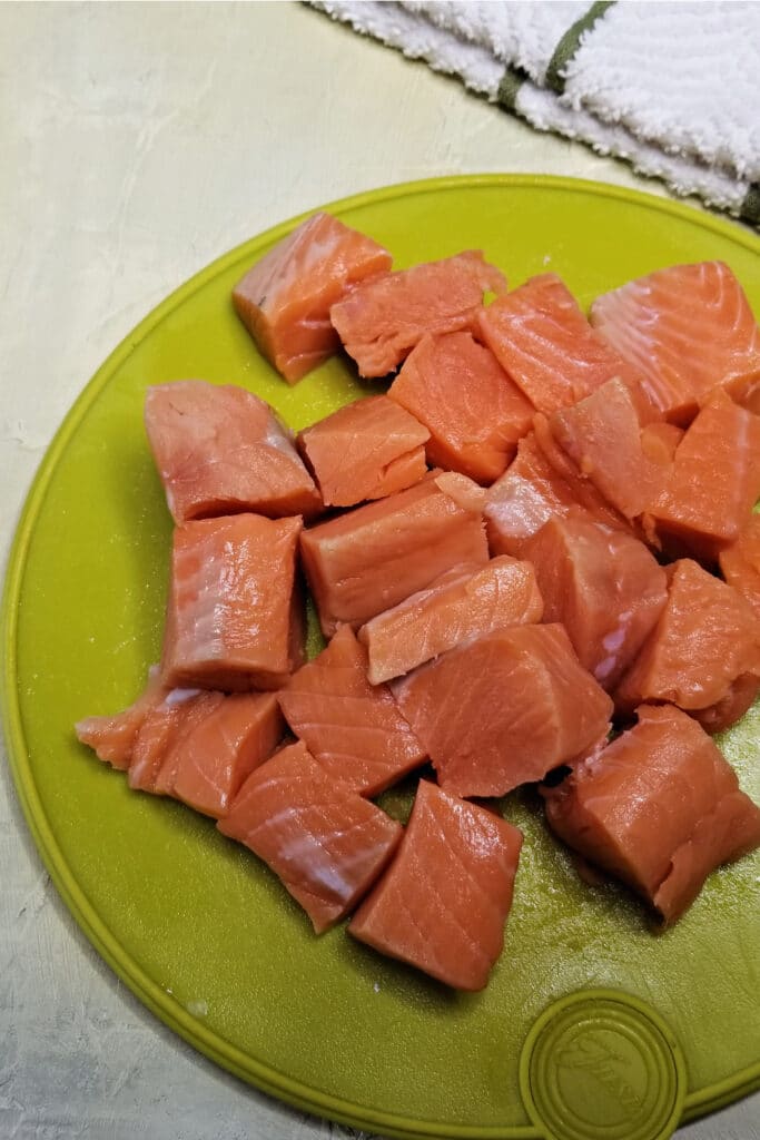 salmon cut into chunks