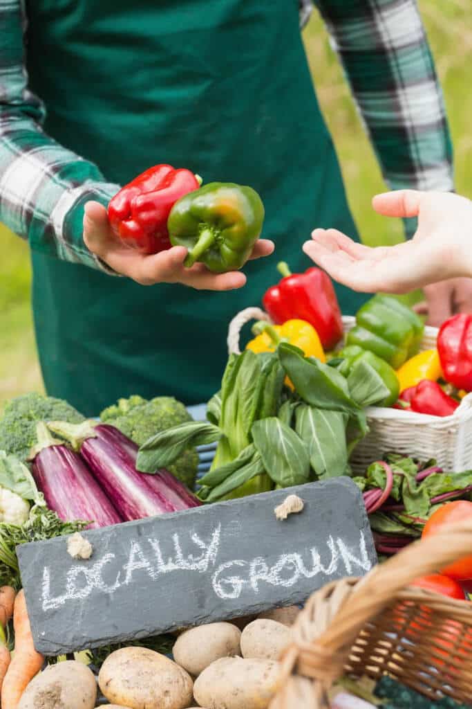 Farmers market - table of freshly picked produce