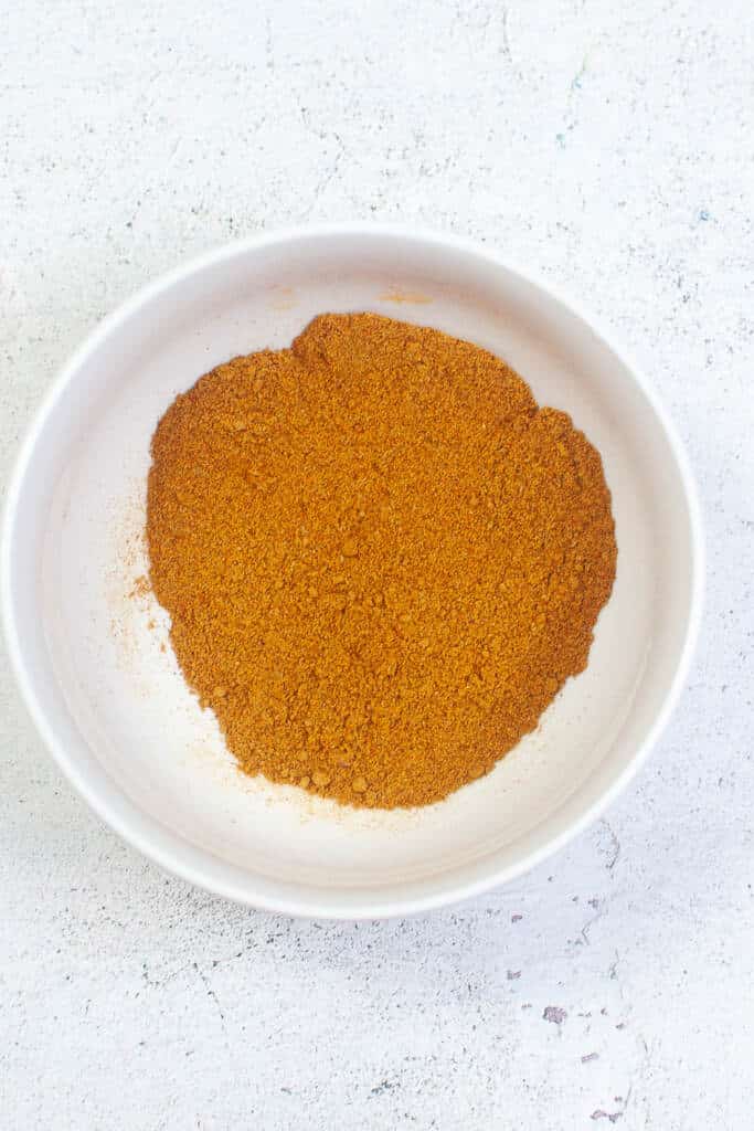 Homemade curry powder in bowl