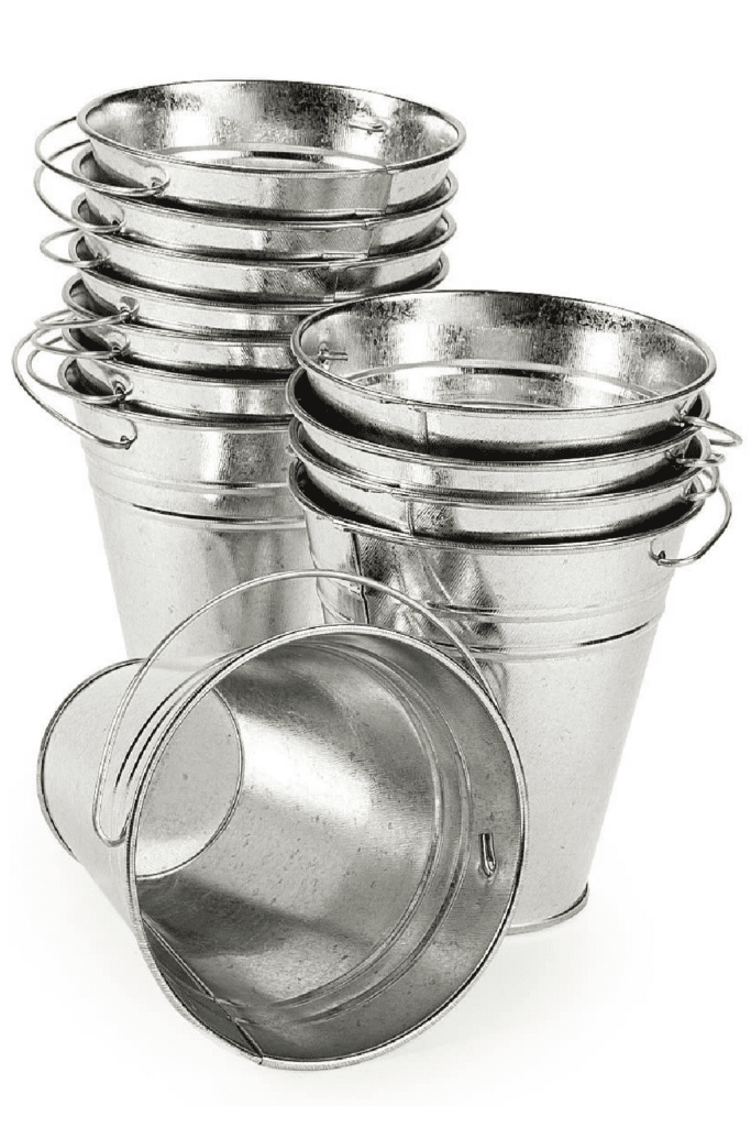 Pails for storage - silver craft pails