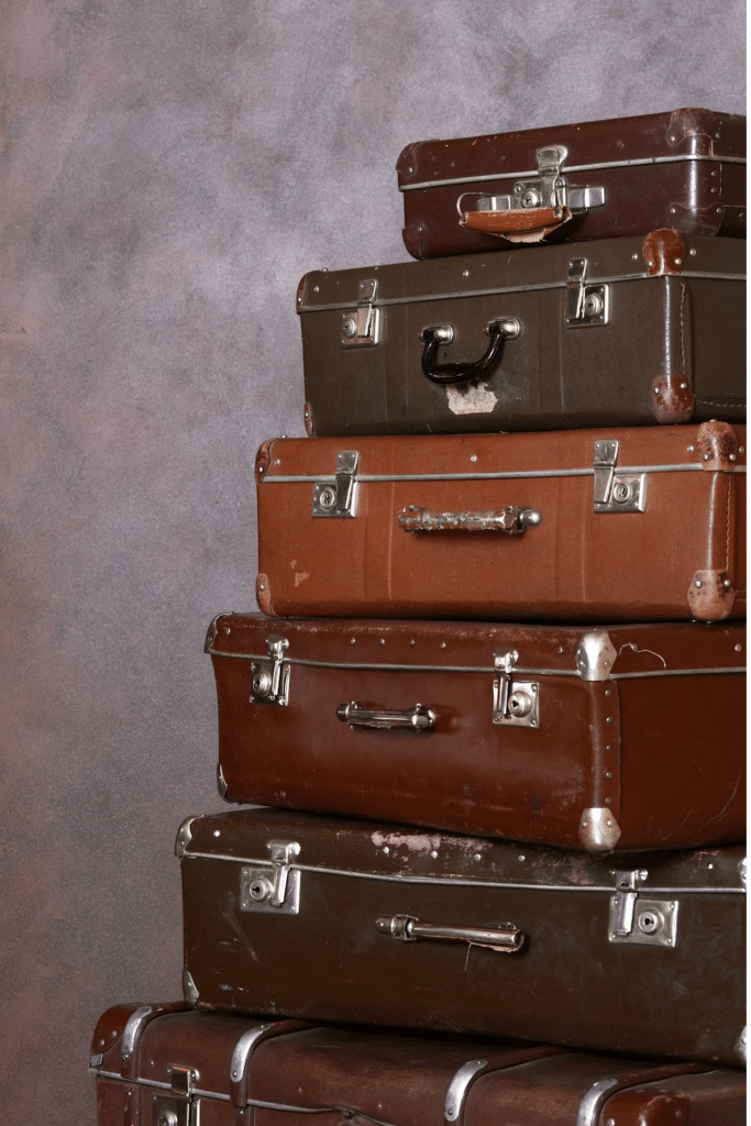 Stacked suitcases - antique suitcases brown