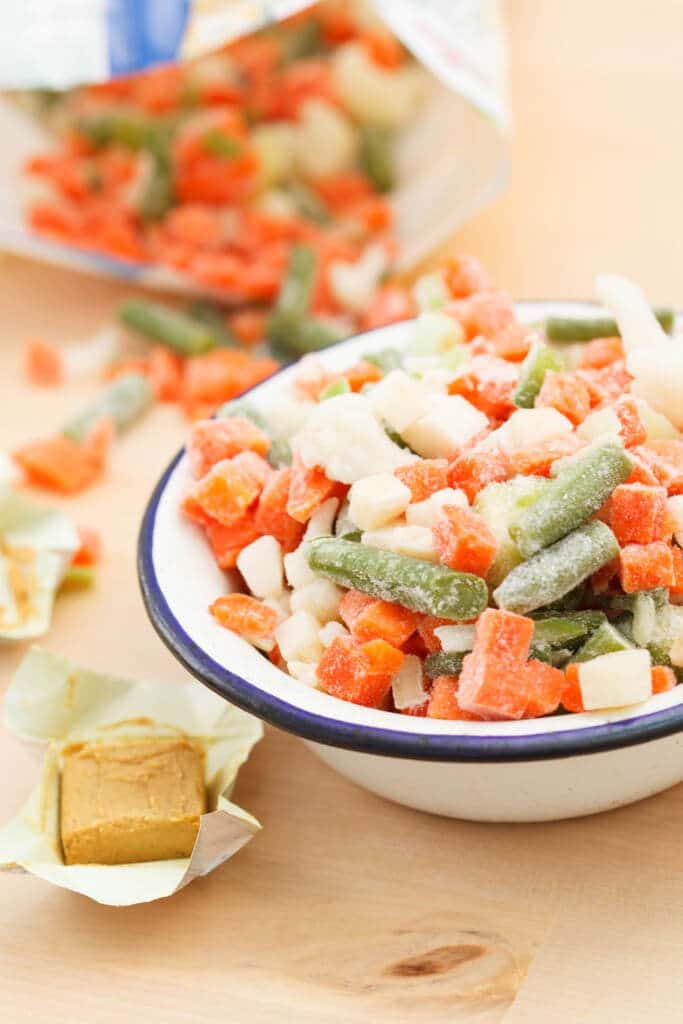 frozen vegetables in bowl on the table