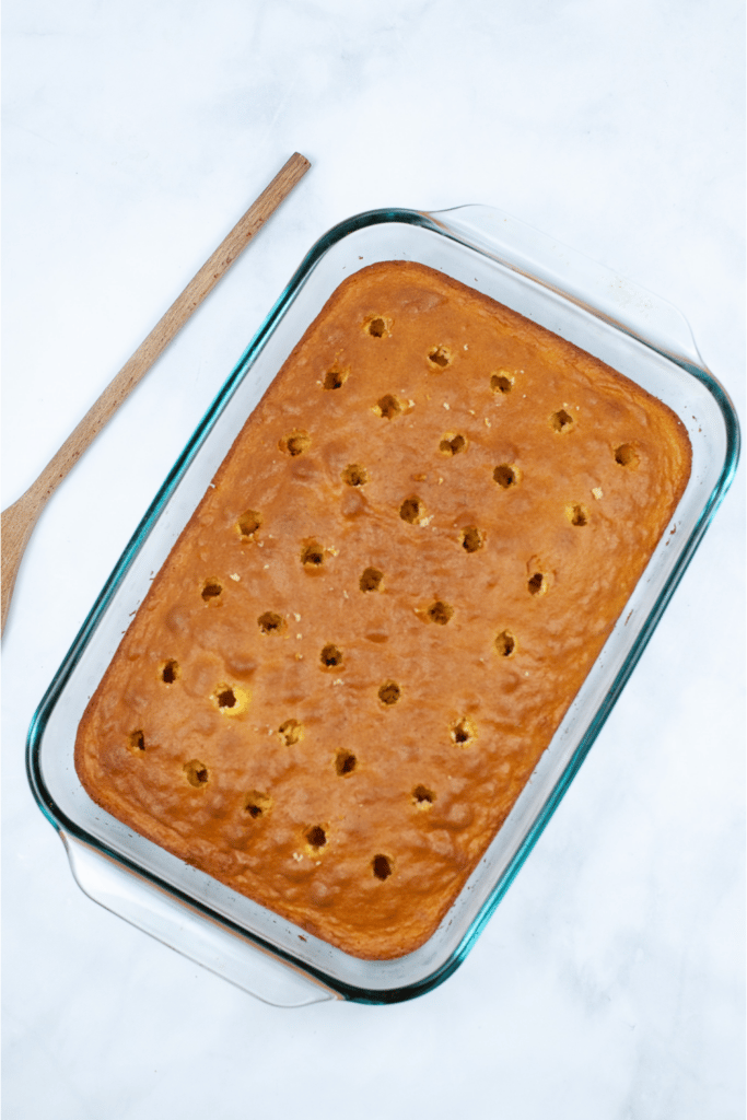 poking holes in cake