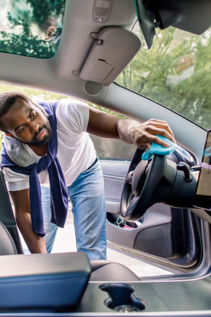 cleaning car interior