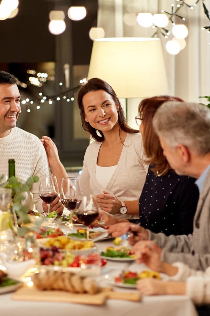 family eating dinner at home