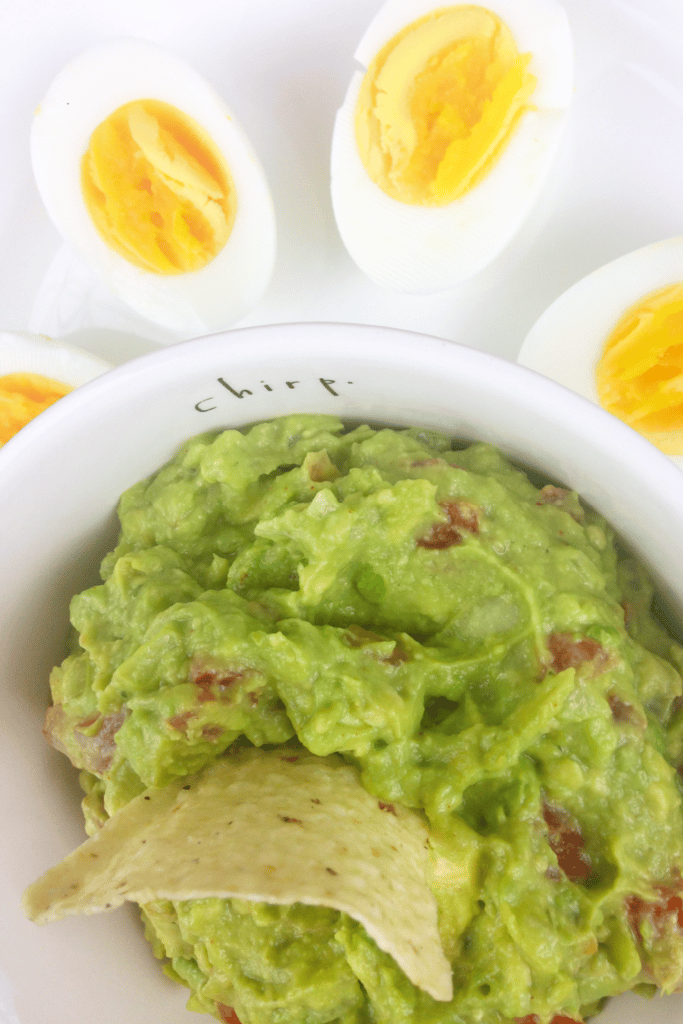 guacamole and hard boiled eggs