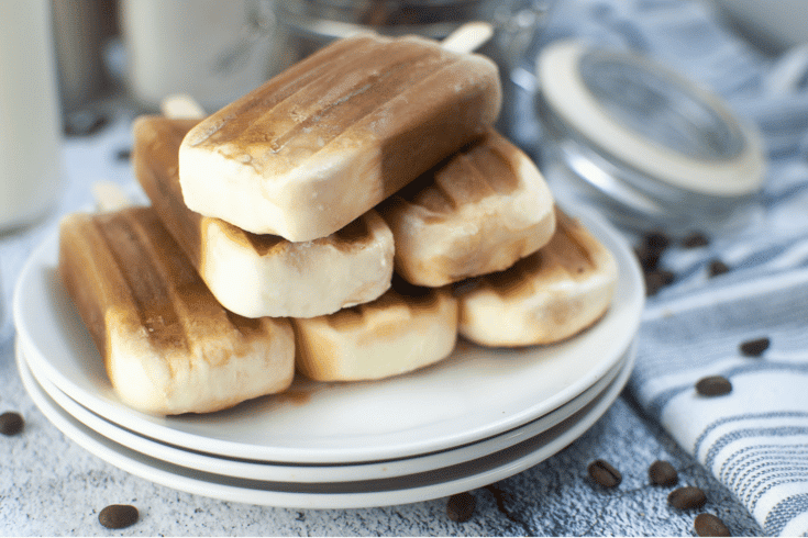 Coffee Latte Popsicles on white plates
