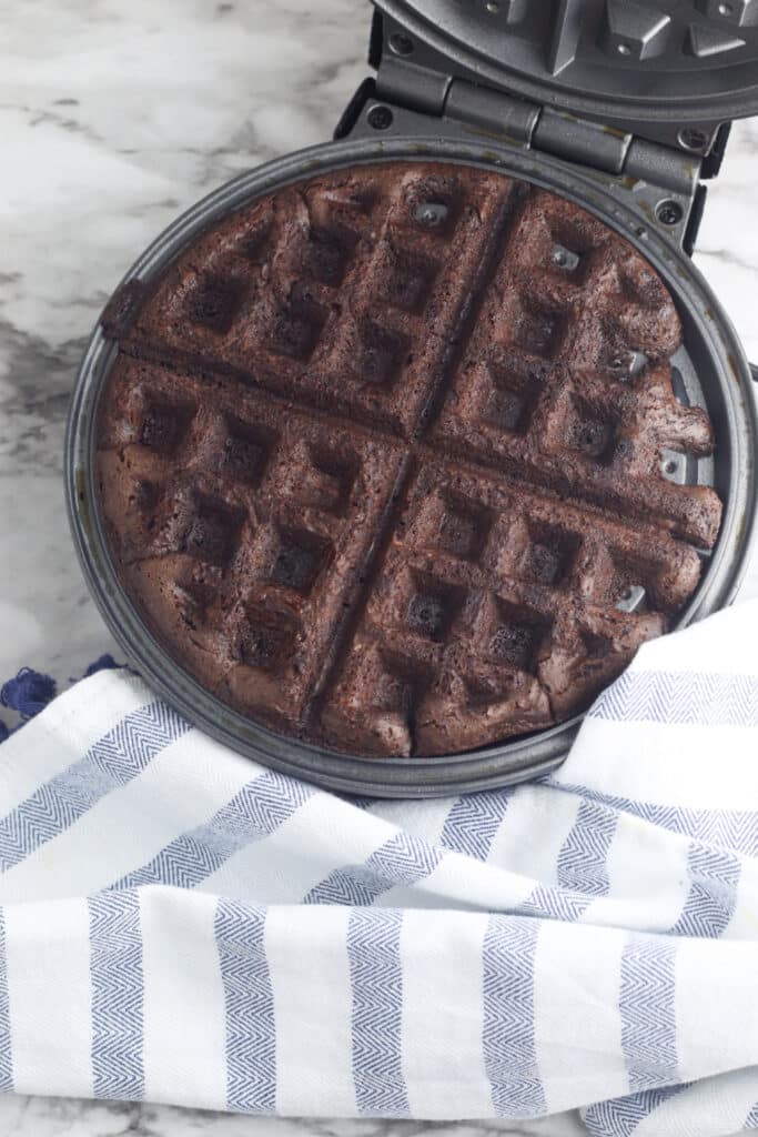 Cooked brownie waffle