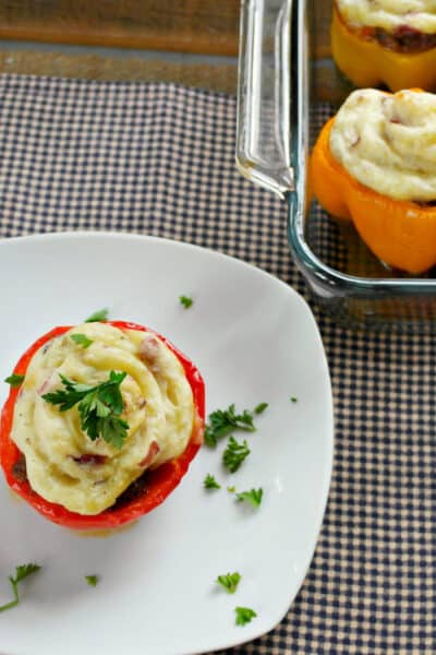 Cooked stuffed peppers Shepards pie