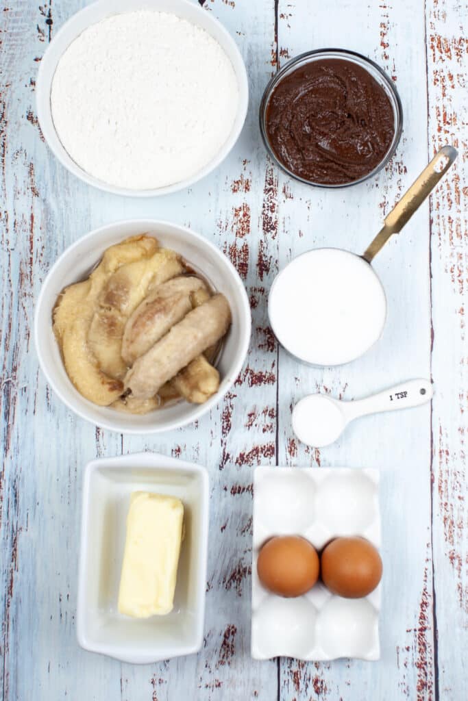Ingredients needed for nutella swirl bread